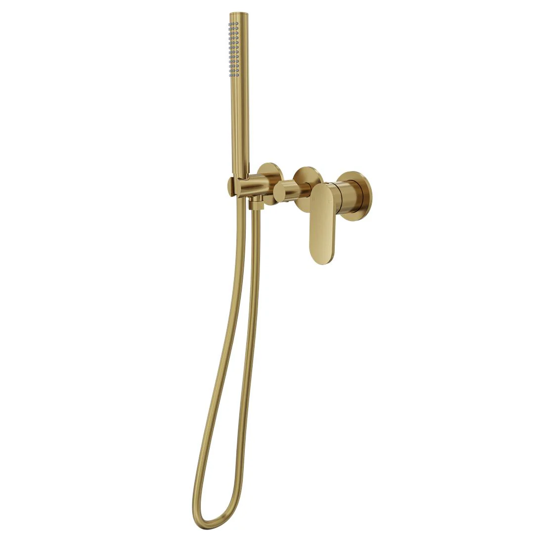 Linsol Capo 3-Plate Wall Mixer with Hand Shower Trim Kit - Brushed Brass