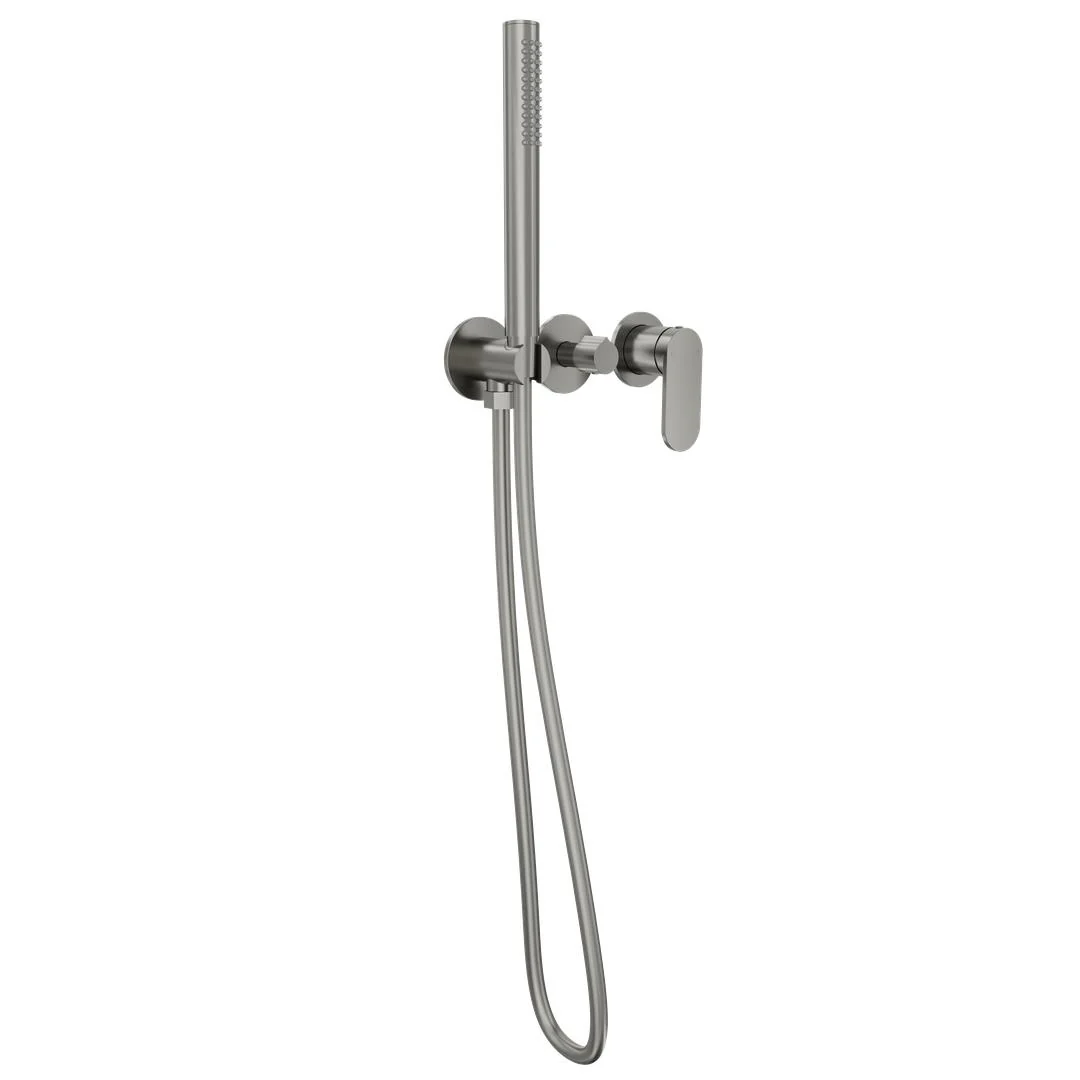 Linsol Capo 3-Plate Wall Mixer with Hand Shower Trim Kit - Gunmetal