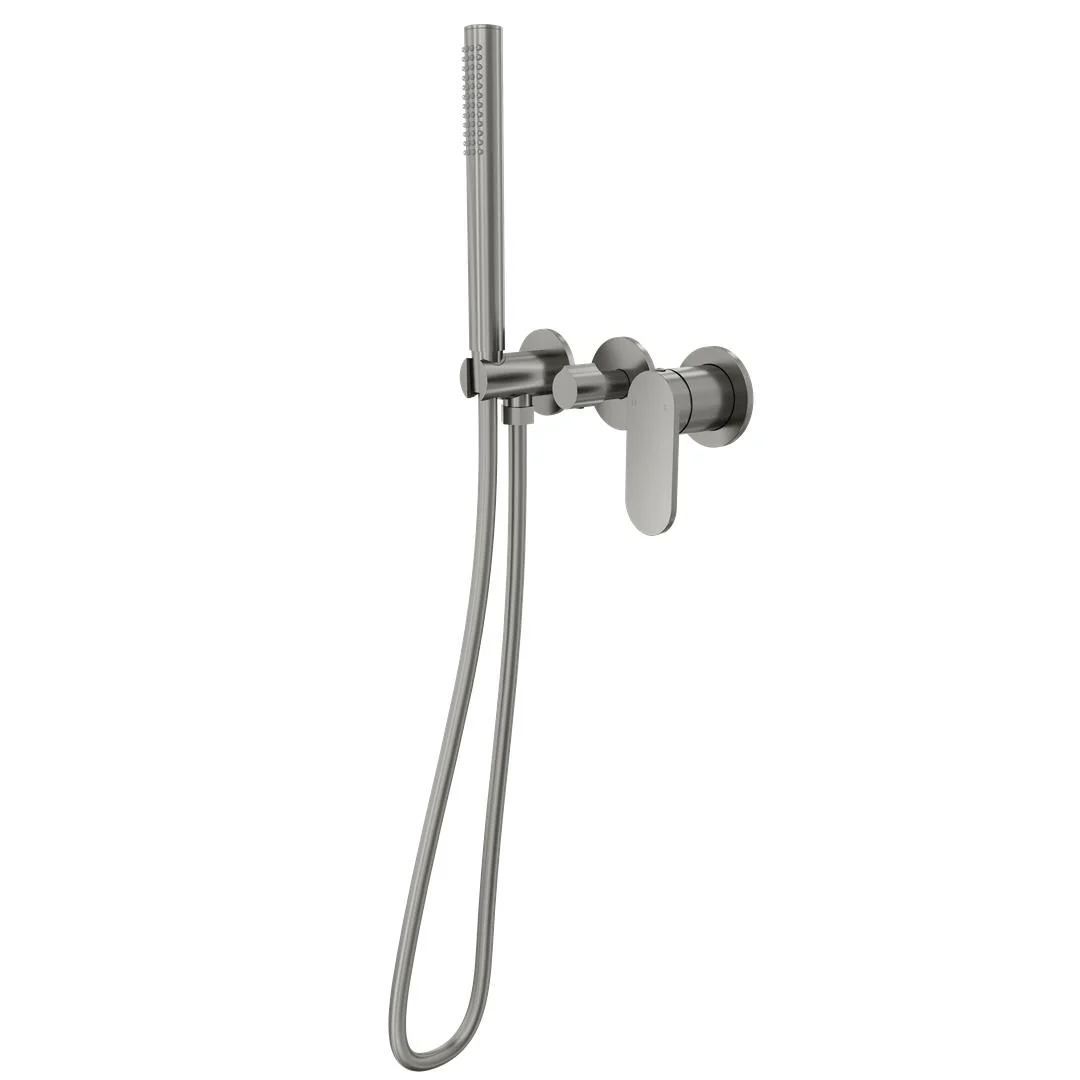 Linsol Capo 3-Plate Wall Mixer with Hand Shower Trim Kit - Gunmetal - Image 2