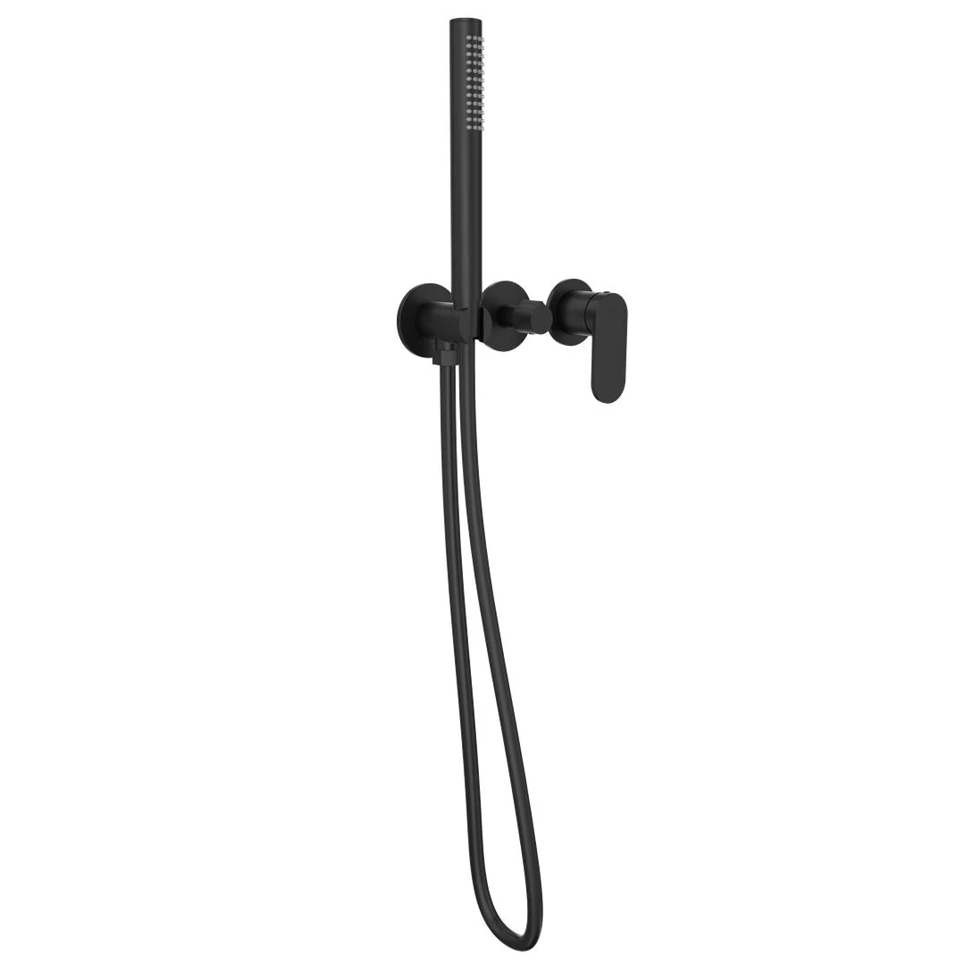 Linsol Capo 3-Plate Wall Mixer with Hand Shower Trim Kit - Matte Black - Image 2