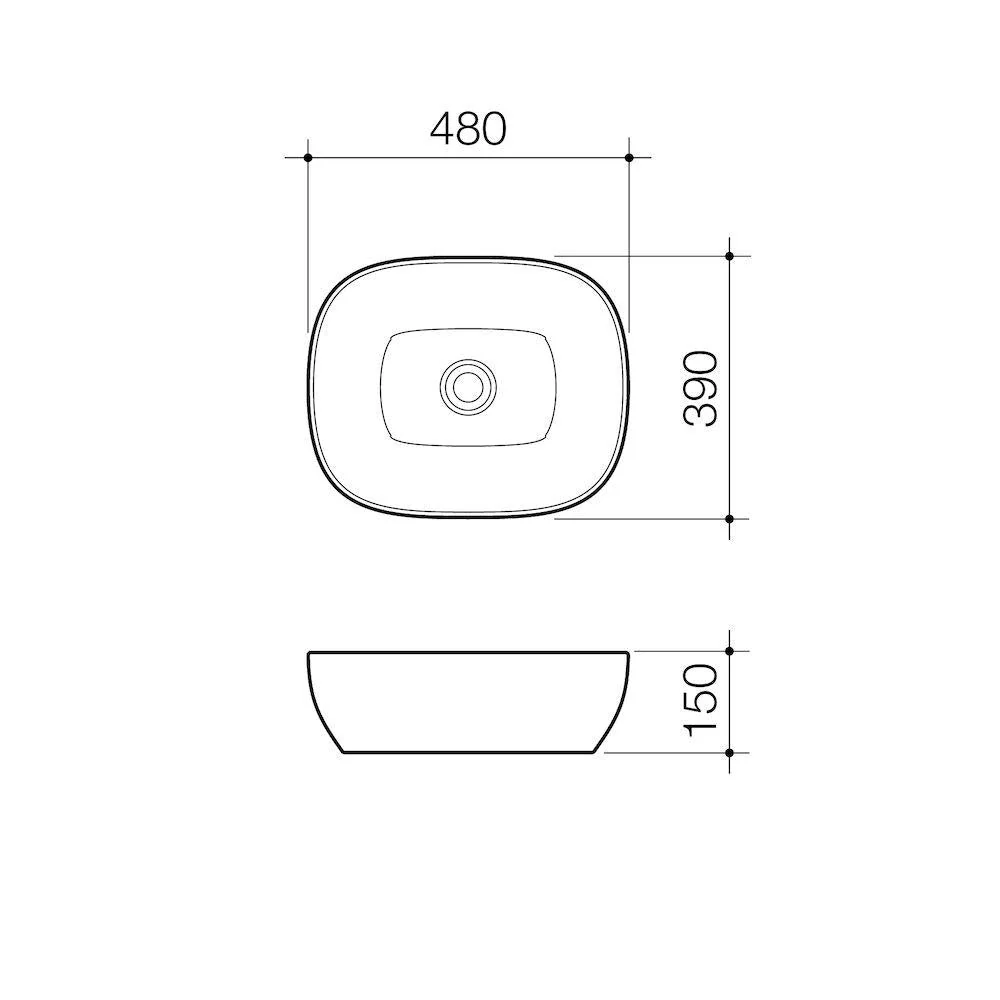 Caroma Artisan Above Counter Basin - Curved Rectangle 500mm - Image 3