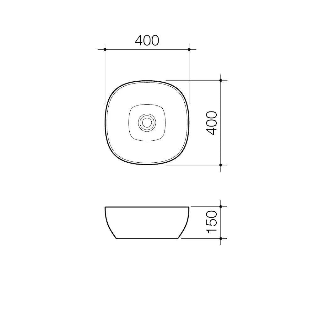 Caroma Artisan Above Counter Basin - Curved Square 400mm - Image 3