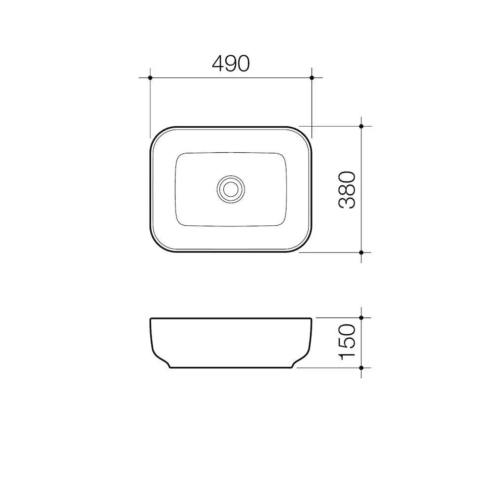 Caroma Artisan Above Counter Basin - Rectangle 490mm - Image 3