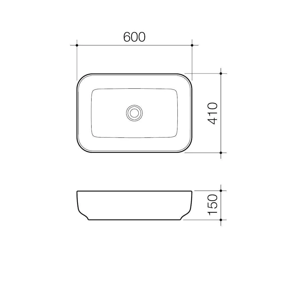Caroma Artisan Above Counter Basin - Rectangle 600mm - Image 3