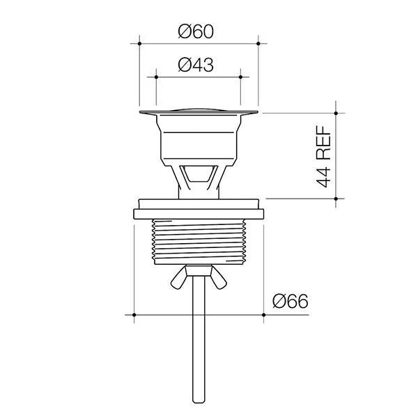 Caroma Chrome Basin Pop-Up Plug and Waste - Image 3