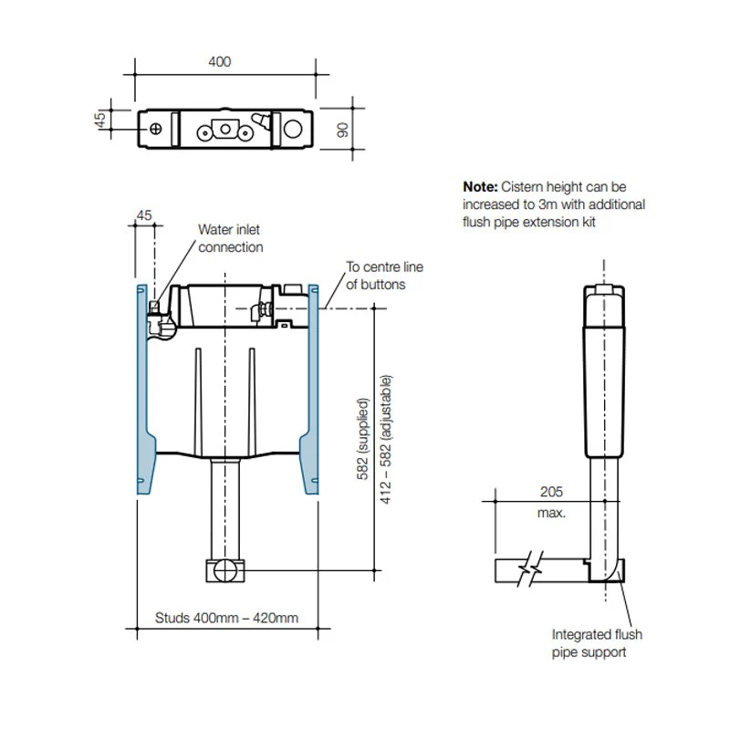 Caroma Invisi Series II Toilet Cistern with Metal Frame - Image 2