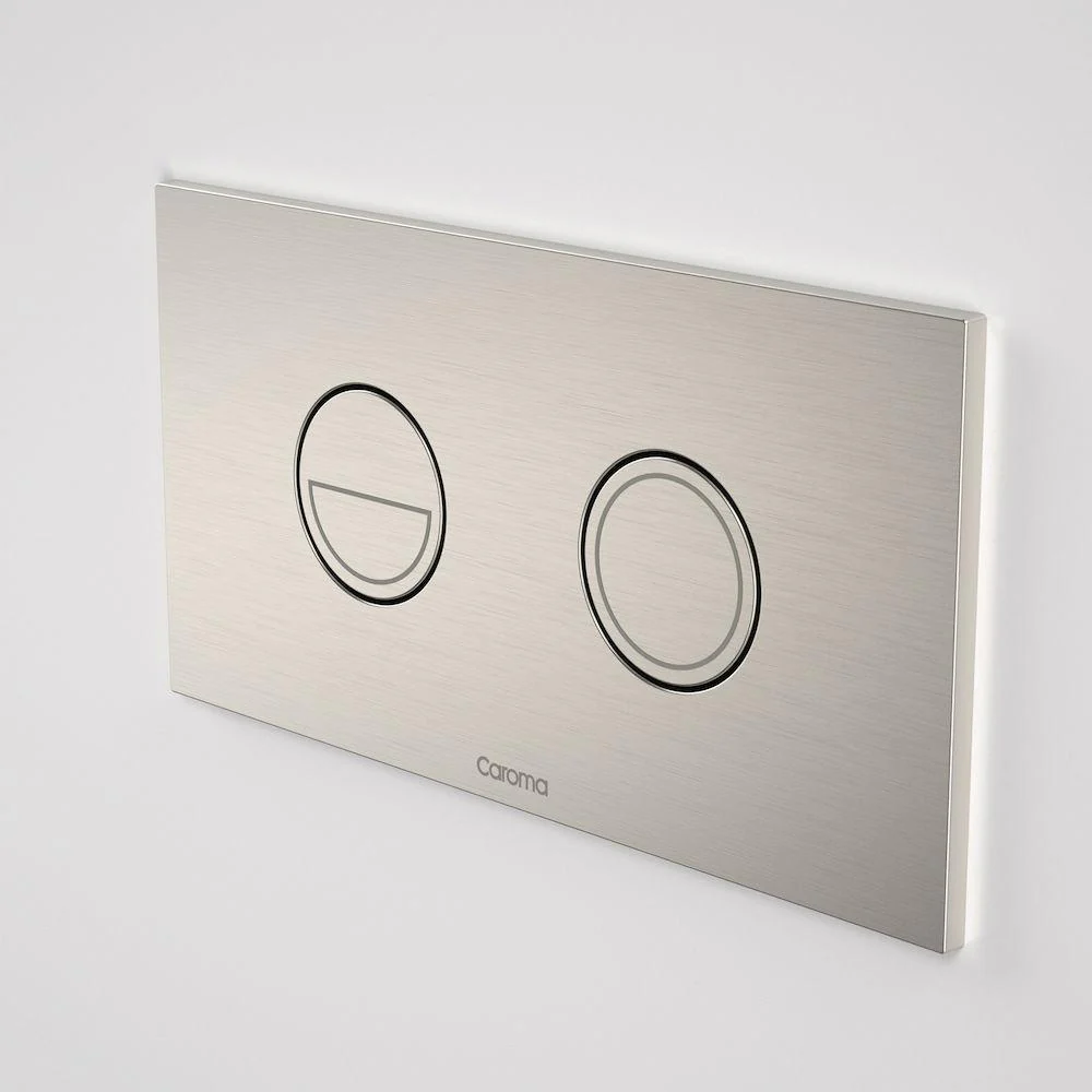 Caroma Invisi Series II Round Dual Flush Plate & Buttons (Metal) - Brushed Nickel