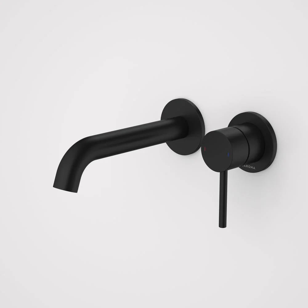 Caroma Liano II 175mm Wall Basin/Bath Mixer Twin Plate - Matte Black