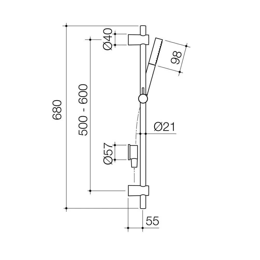 Caroma Liano II 3 Function Microphone Rail Shower - Brushed Nickel - Image 2