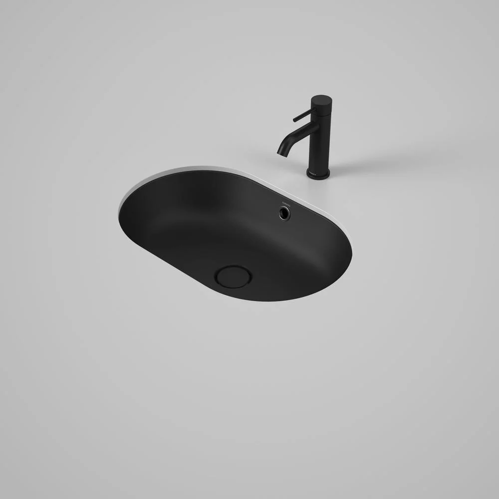Caroma Liano II 580mm Pill Under/Over Counter Basin with Overflow - Matte Black