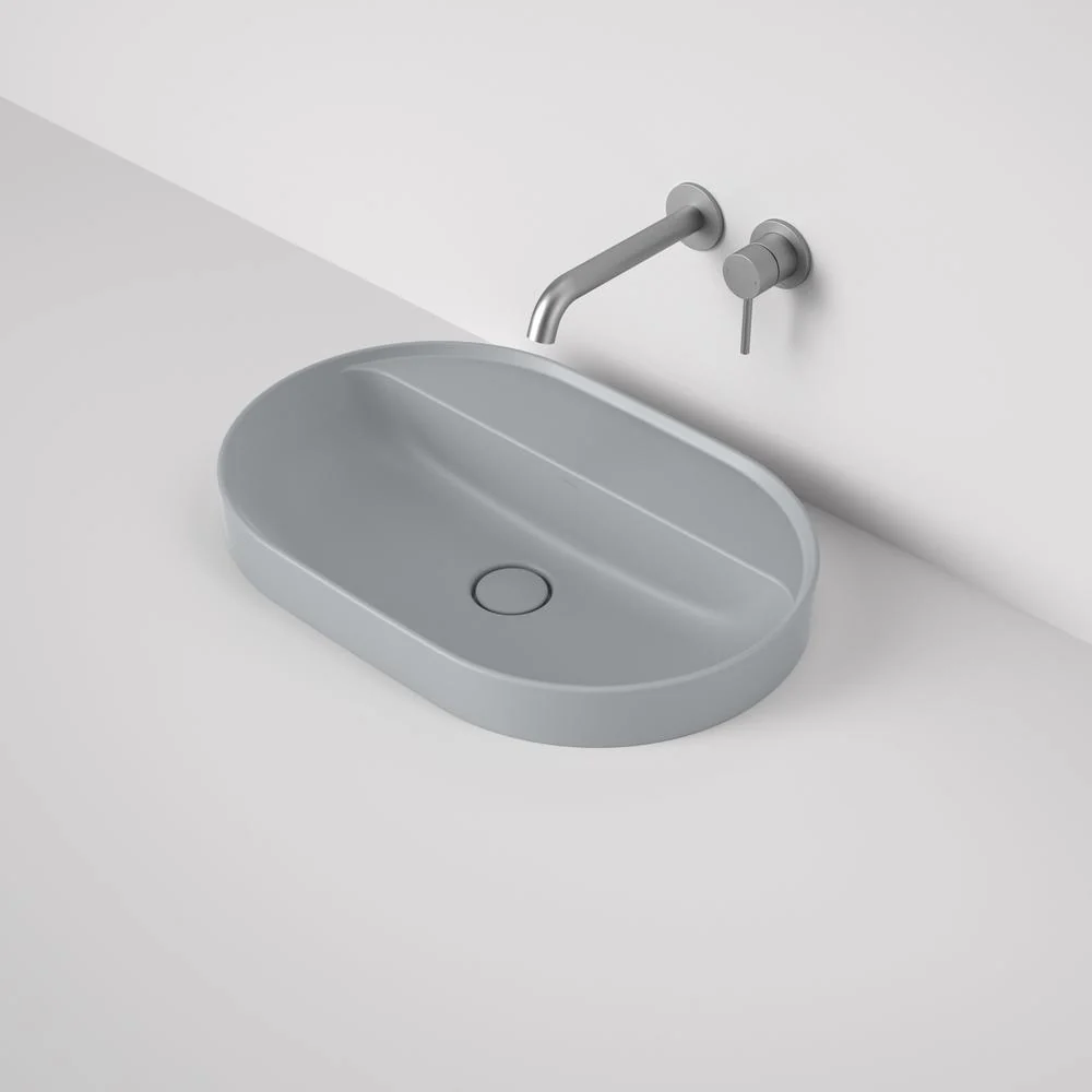 Caroma Liano II 600mm Pill Inset Basin with Tap Landing - Matte Grey (0 Tap Hole)