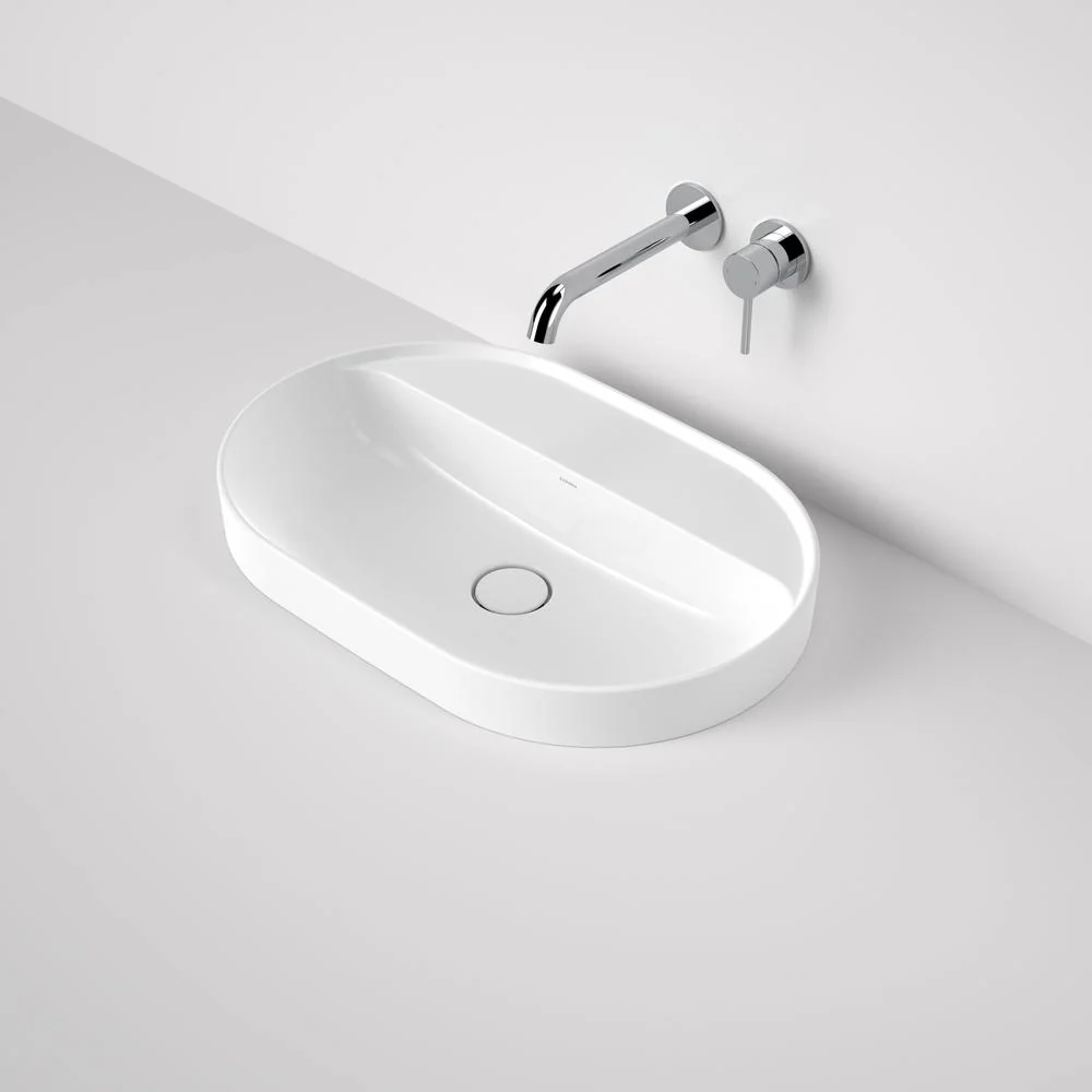 Caroma Liano II 600mm Pill Inset Basin with Tap Landing - White (0 Tap Hole)