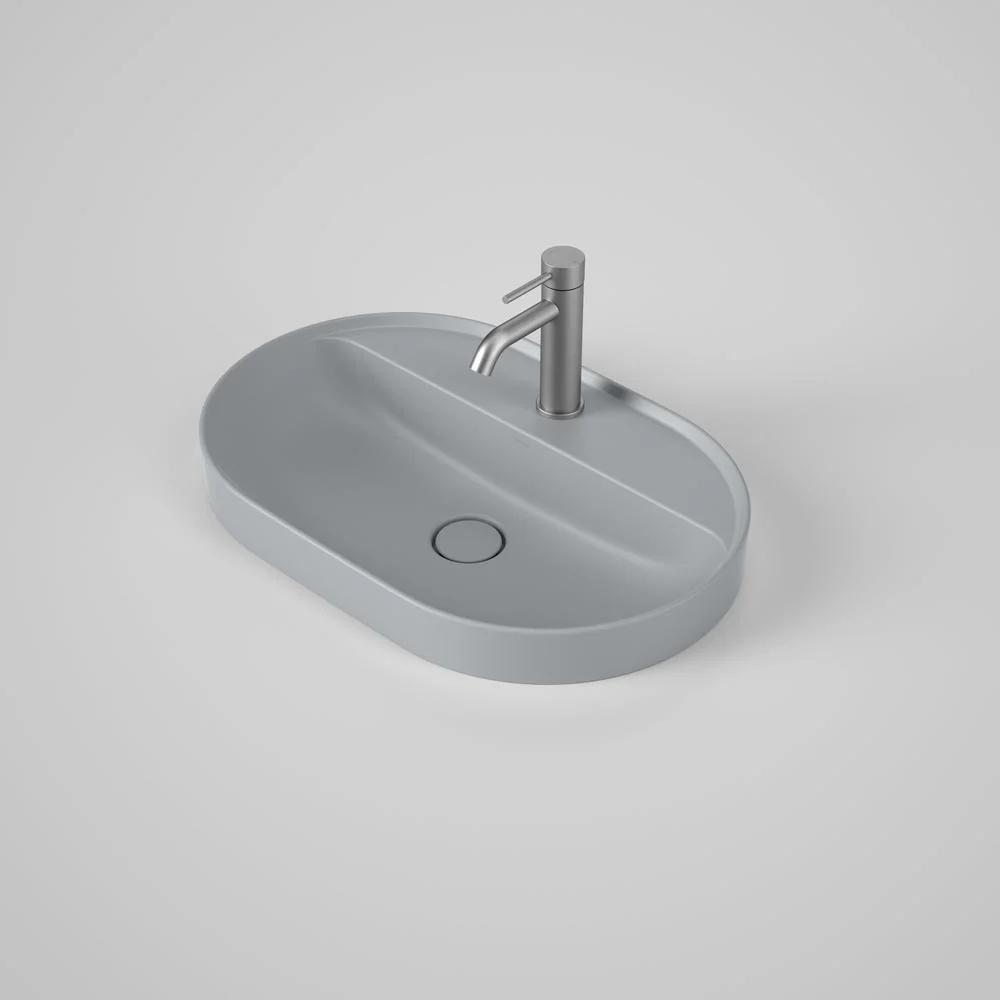 Caroma Liano II 600mm Pill Inset Basin with Tap Landing - Matte Grey (1 Tap Hole)