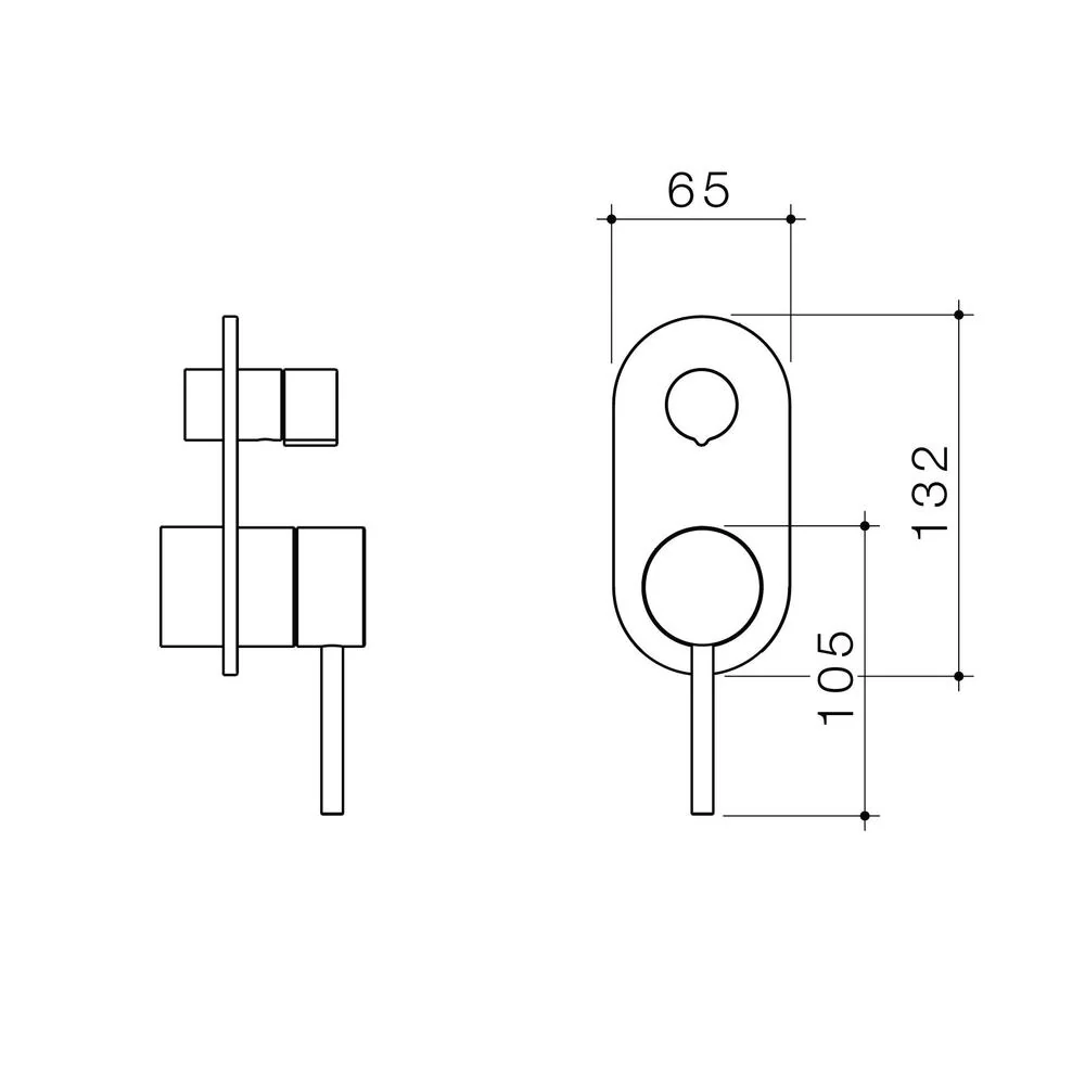 Caroma Liano II Bath/Shower Mixer With Diverter (Trim-Kit) - Matte Black - Image 2