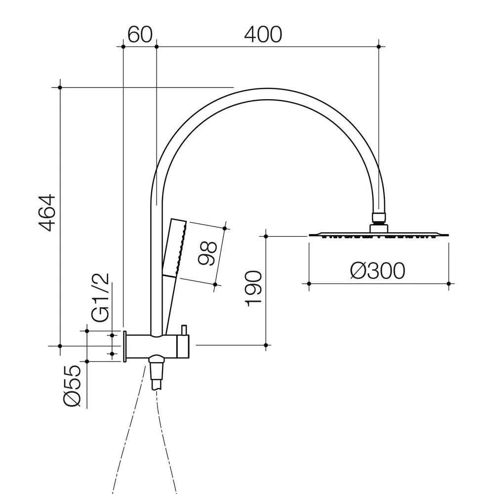 Caroma Liano II Compact Twin Shower with Overhead - Gun Metal - Image 2