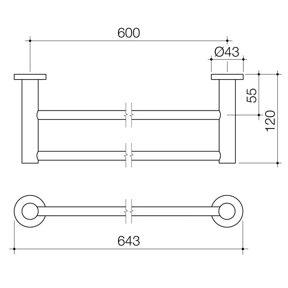 Caroma Liano II Double Towel Rail 640mm - Chrome - Image 2