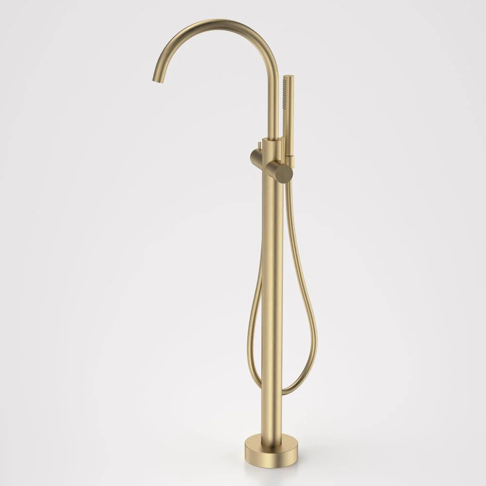 Caroma Liano II Freestanding Bath Filler with Hand Shower - Brushed Brass