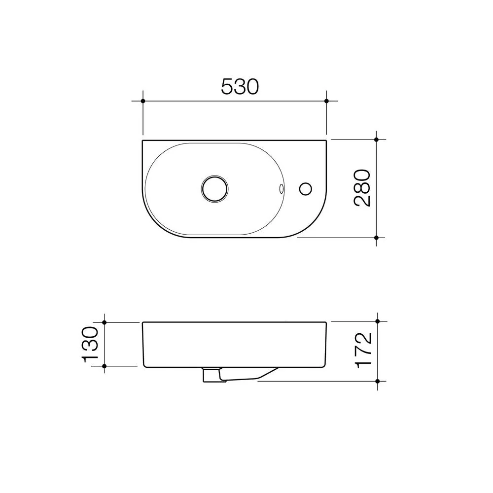 Caroma Liano II Hand Wall Basin (1 Tap Hole) with Overflow - Matte Black - Image 2