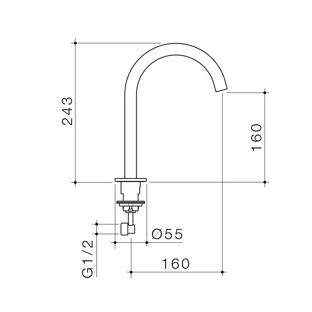 Caroma Liano II Hob Swivel Outlet 160mm - Brushed Brass - Image 2