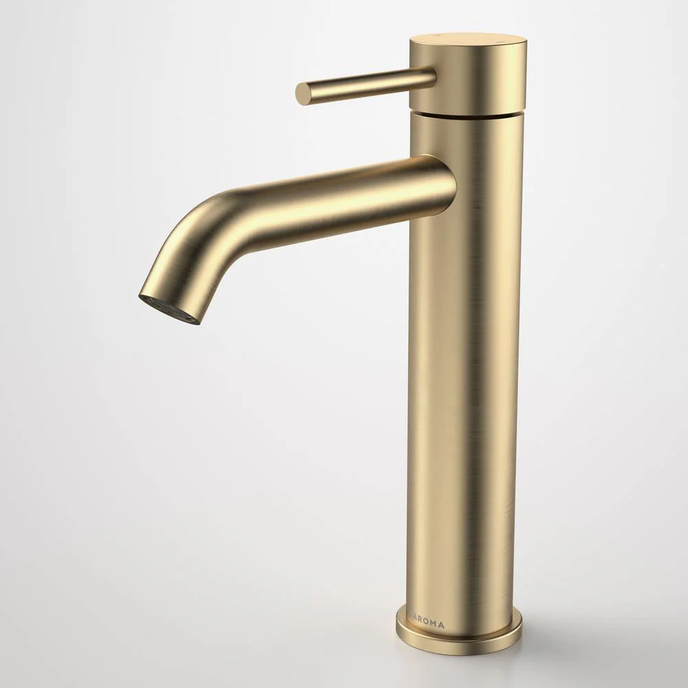 Caroma Liano II Mid Tower Basin Mixer - Brushed Brass
