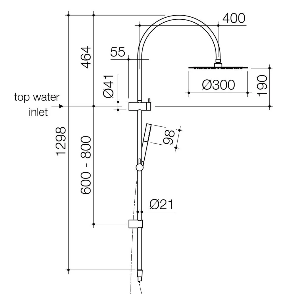 Caroma Liano II Rail Shower with Overhead - Black - Image 2