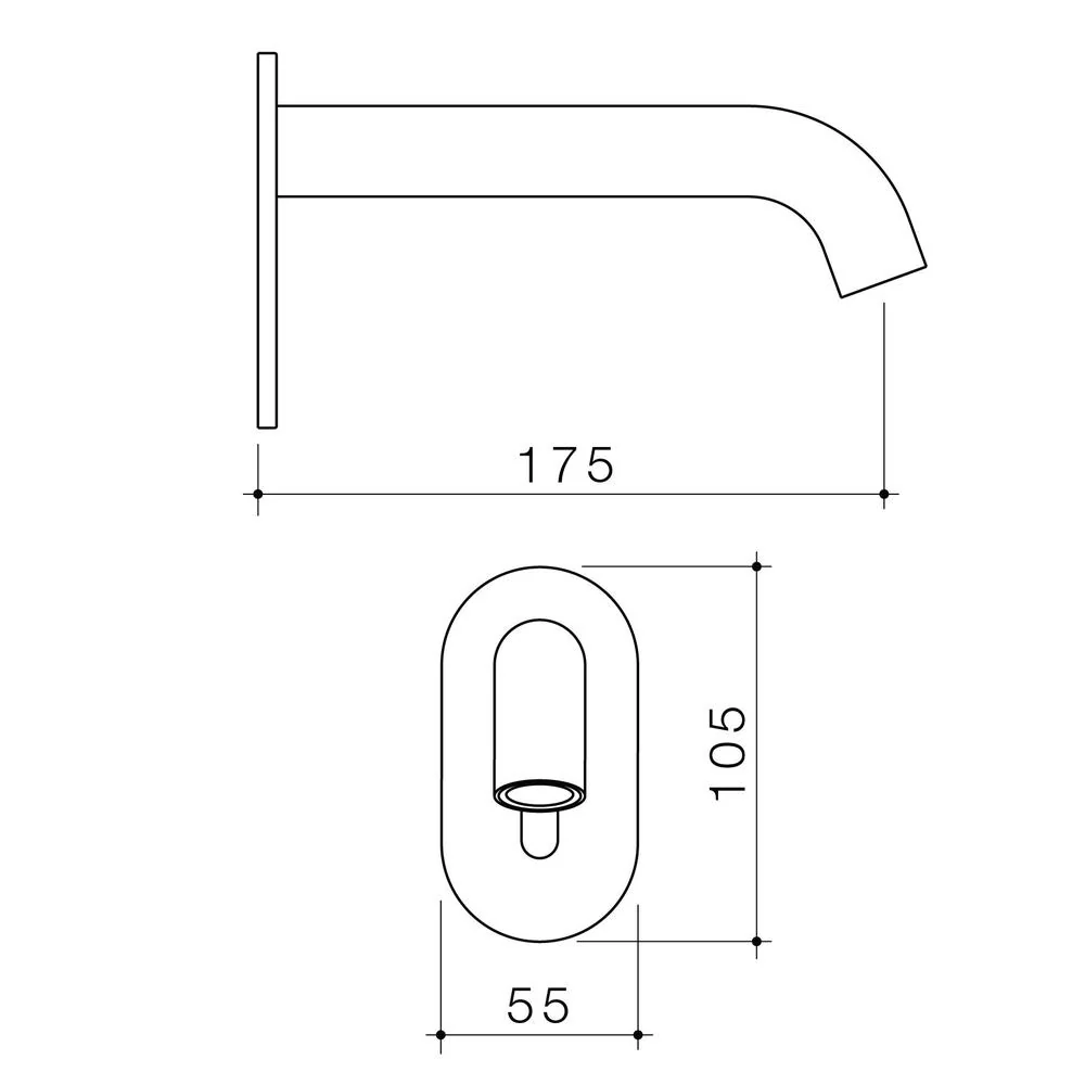 Caroma Liano II Sensor 175mm Wall Outlet Kit - Gun Metal - Image 2