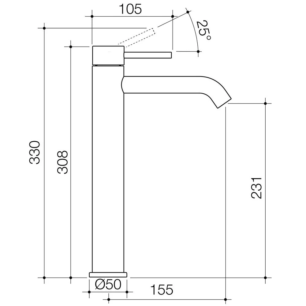 Caroma Liano II Tower Basin Mixer - Gun Metal - Image 2