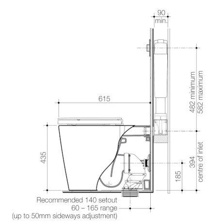 Caroma Liano Invisi Series II Easy Height Wall Faced Suite - Image 2