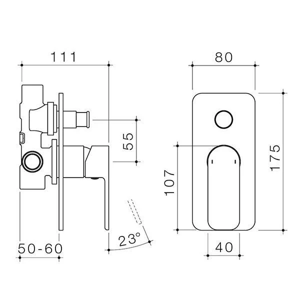 Caroma Luna Bath/Shower Mixer with Diverter - Black - Image 2