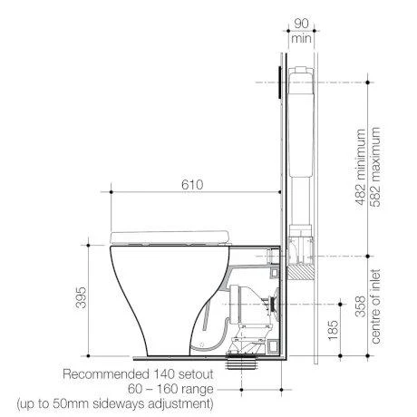 Caroma Luna Cleanflush Invisi Series II Wall Faced Toilet Suite - Image 2