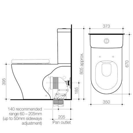 Caroma Luna Cleanflush Wall Faced Toilet Suite (Back Entry) - Image 2