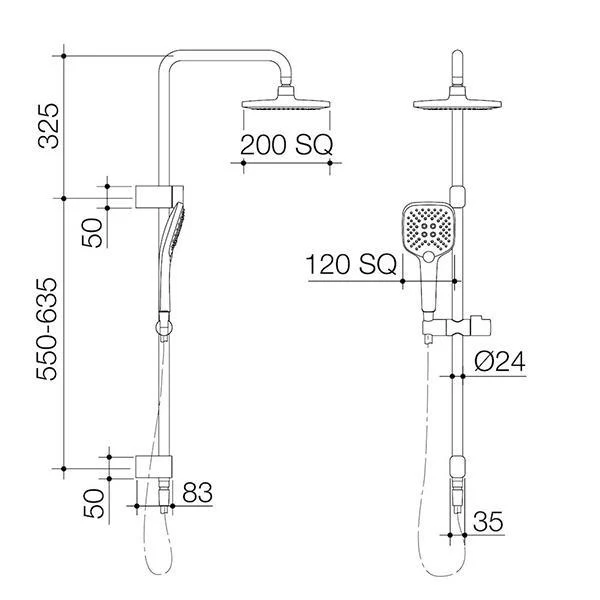 Caroma Luna Multifunction Rail Shower with Overhead - Black - Image 3