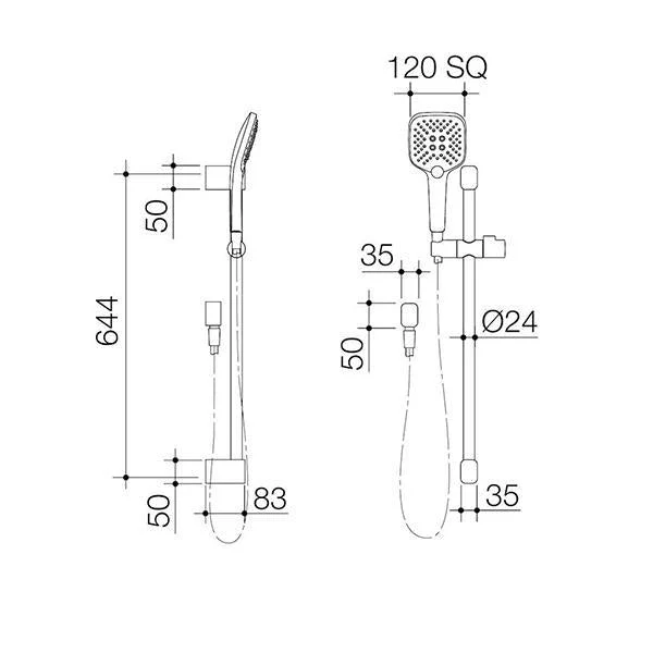 Caroma Luna Multifunctional Rail Shower - Brushed Brass - Image 2