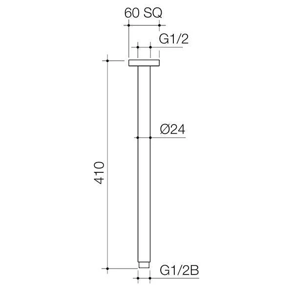 Caroma Luna Shower Arm Straight 410mm - Brushed Brass - Image 2
