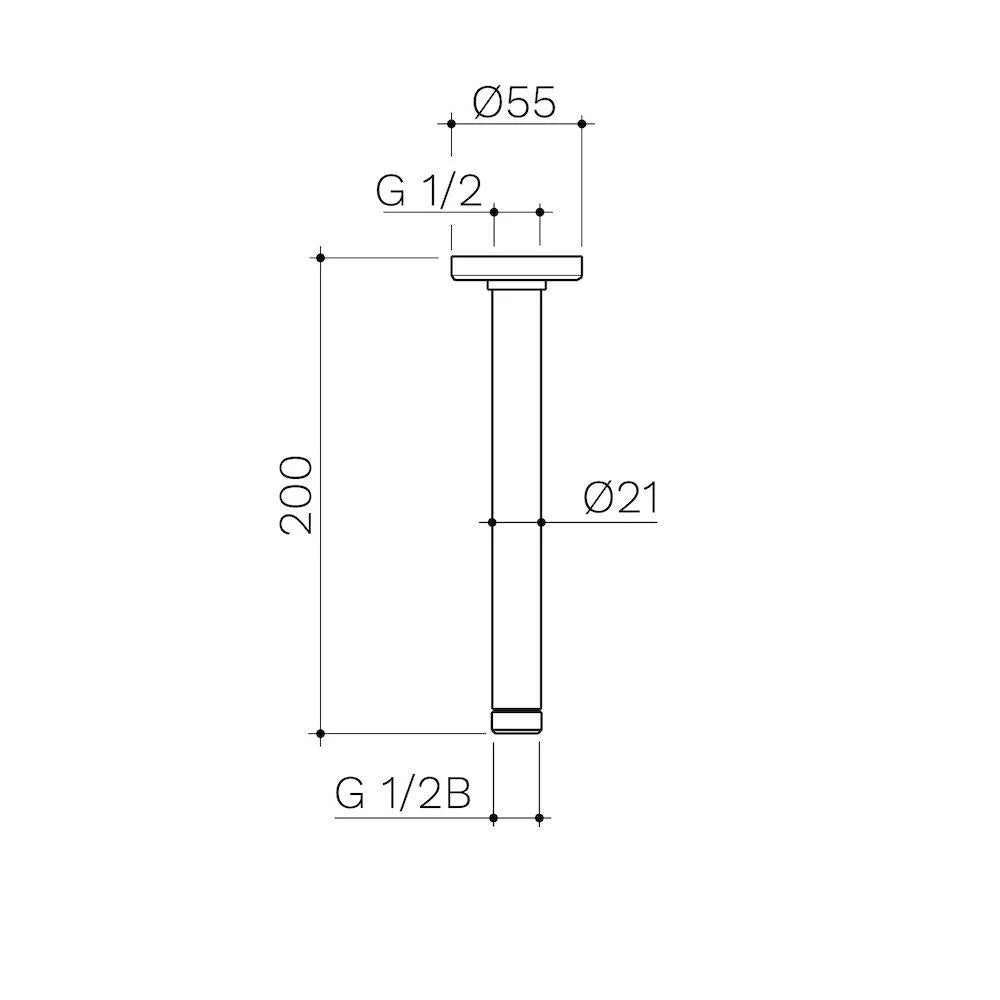 Caroma Urbane II 200mm Ceiling Shower Arm - Brushed Brass - Image 2