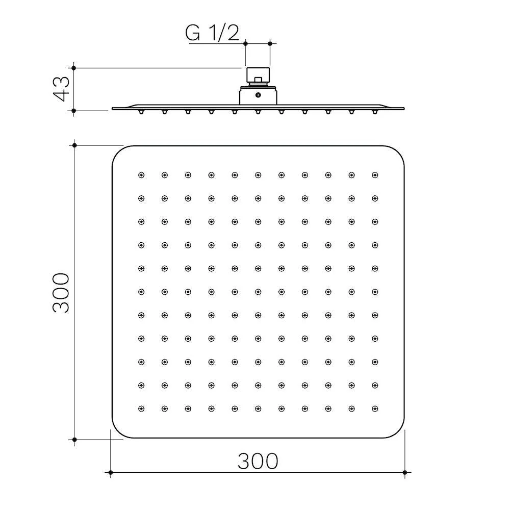 Caroma Urbane II 300mm Square Rain Shower - Brushed Nickel - Image 2