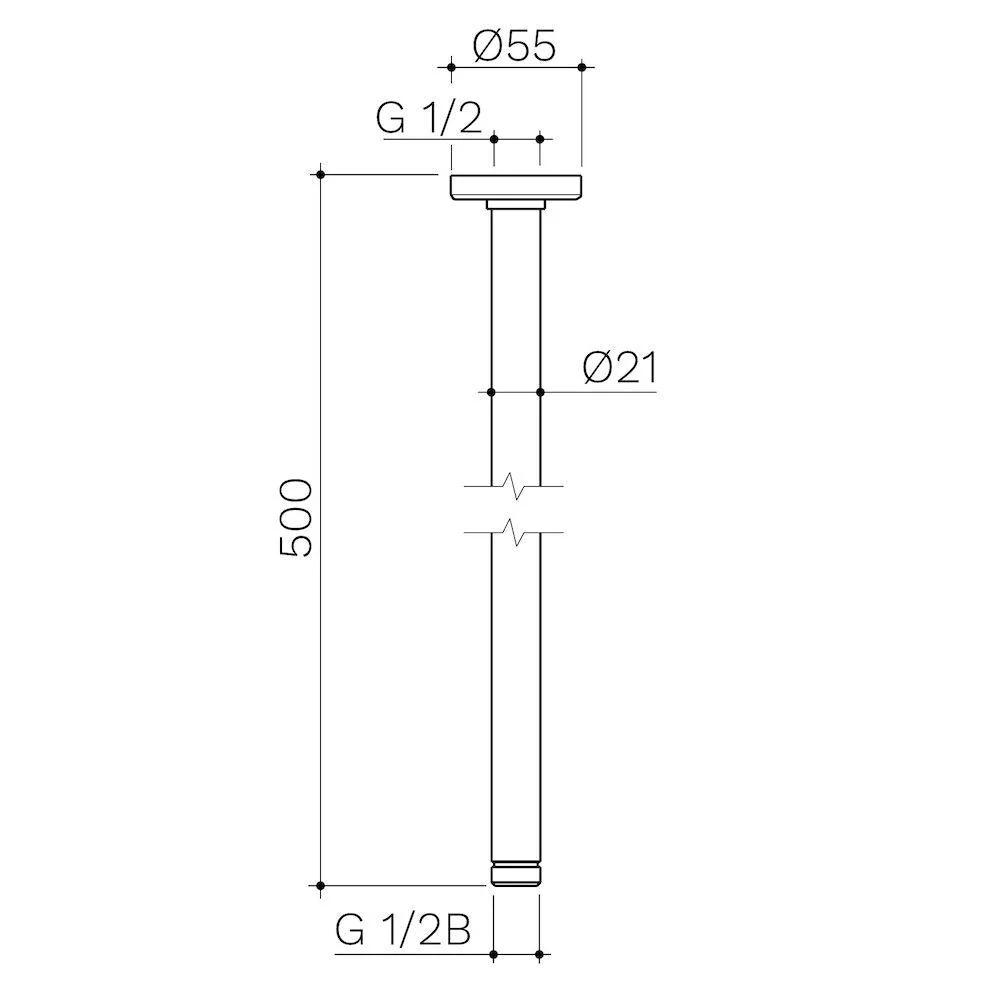 Caroma Urbane II 500mm Ceiling Shower Arm - Brushed Brass - Image 2