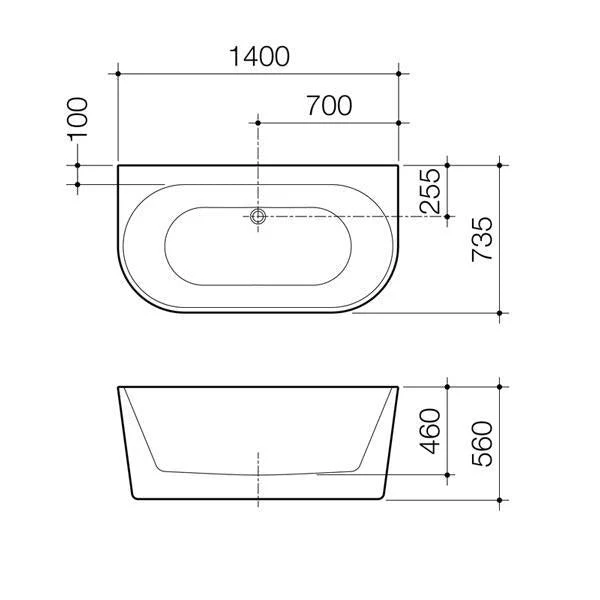 Caroma Urbane II Back to Wall Freestanding Bath - Image 5