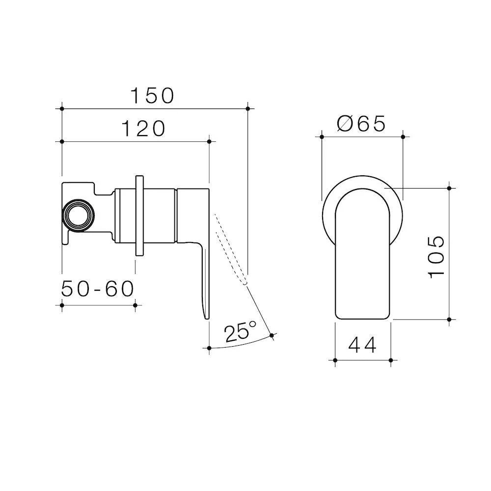Caroma Urbane II Bath / Shower Mixer Round Plate - Brushed Nickel - Image 2