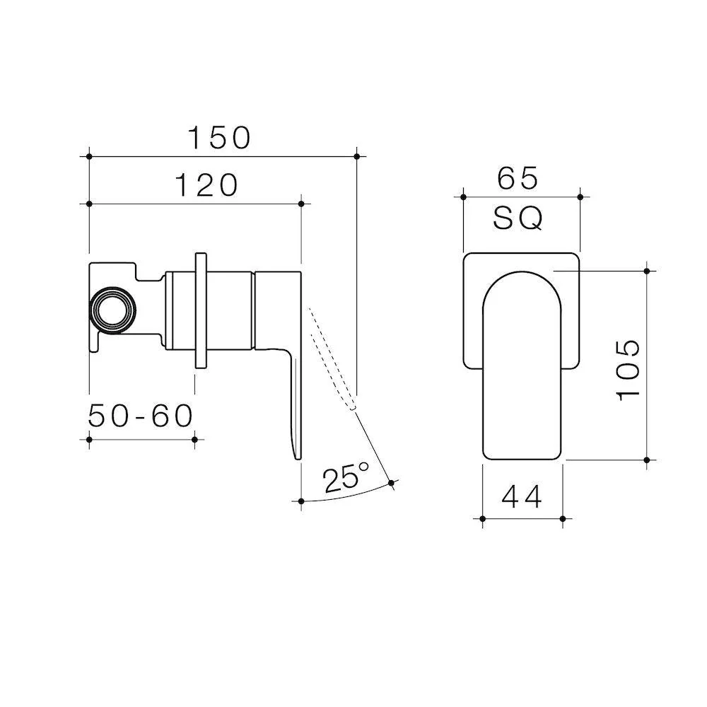 Caroma Urbane II Bath / Shower Mixer Square Plate - Chrome - Image 2