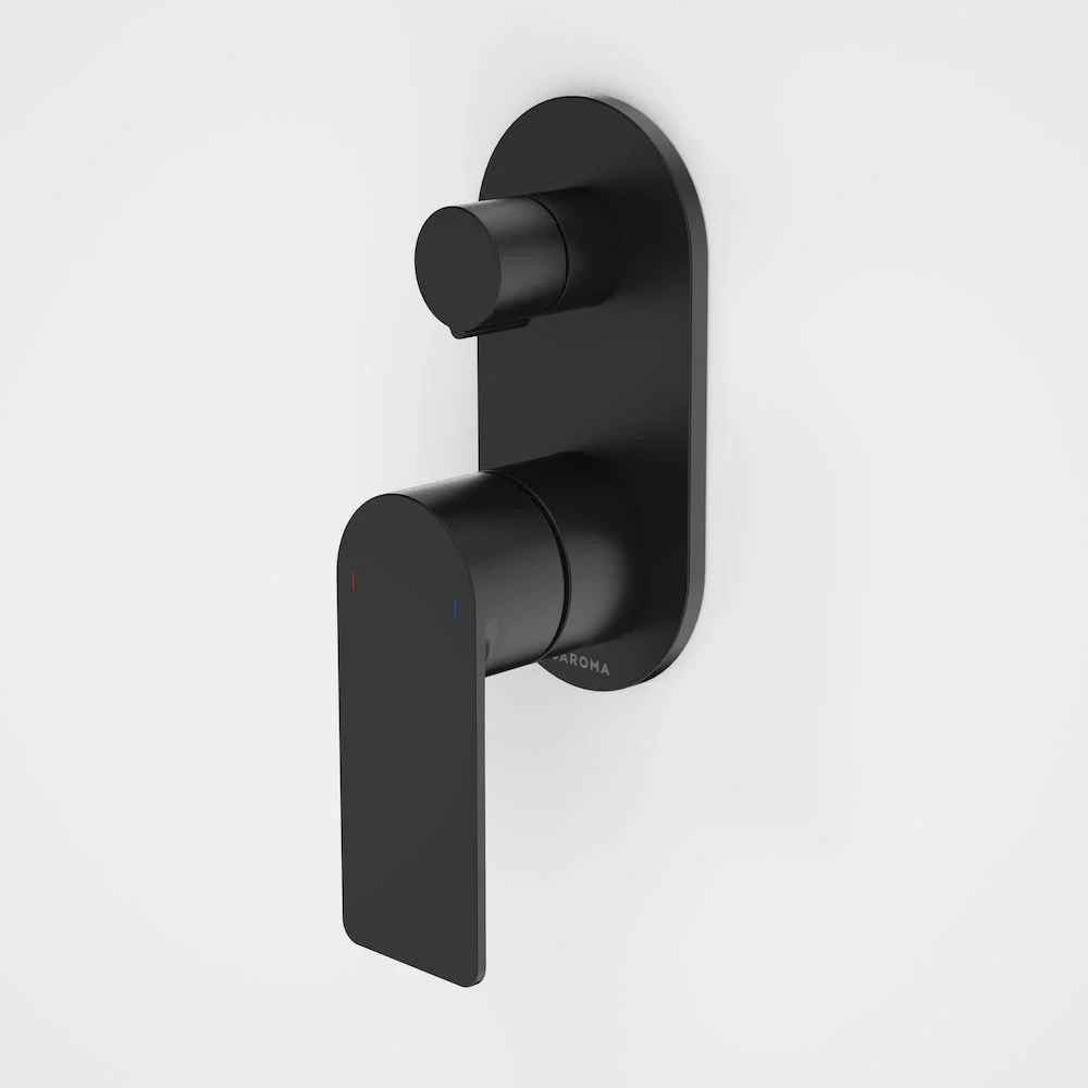 Caroma Urbane II Bath / Shower Mixer With Diverter Round Plate - Black Matte