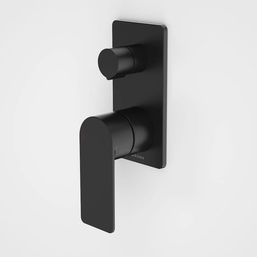 Caroma Urbane II Bath / Shower Mixer With Diverter Square Plate - Black Matte