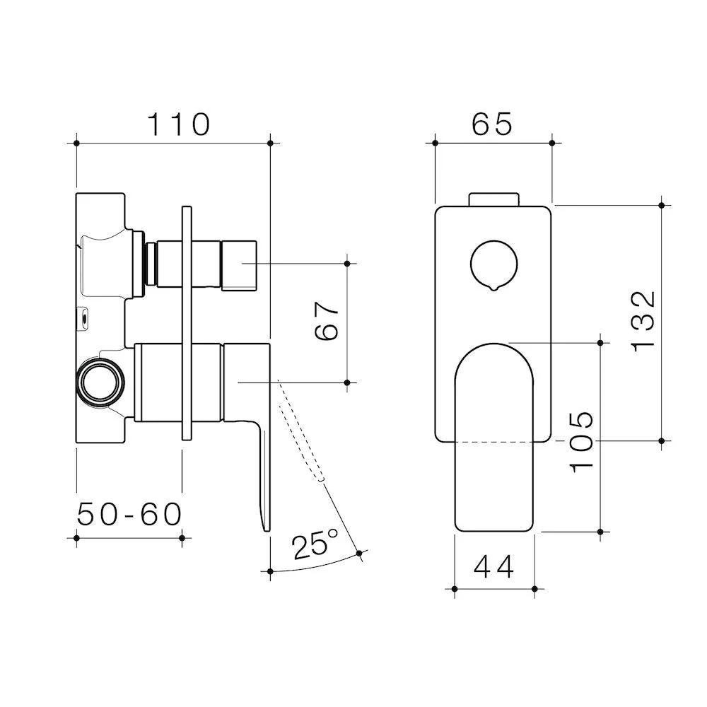 Caroma Urbane II Bath / Shower Mixer With Diverter Square Plate - Black Matte - Image 2