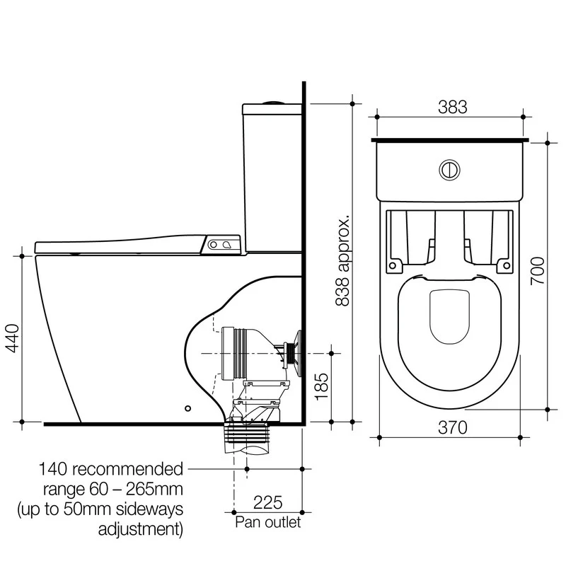 Caroma Urbane II Cleanflush Wall Faced Bidet Toilet Suite - Image 5