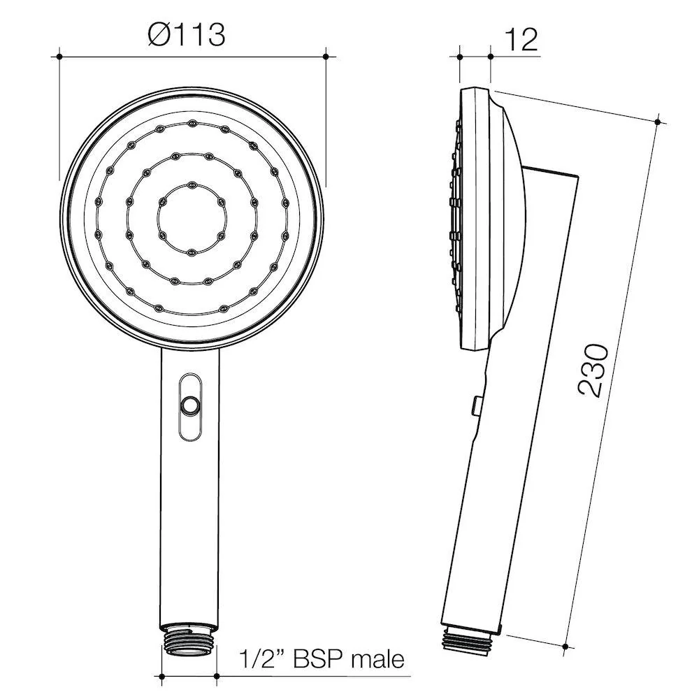 Caroma Urbane II Hand Shower (Handset Only) - Black Matte - Image 2