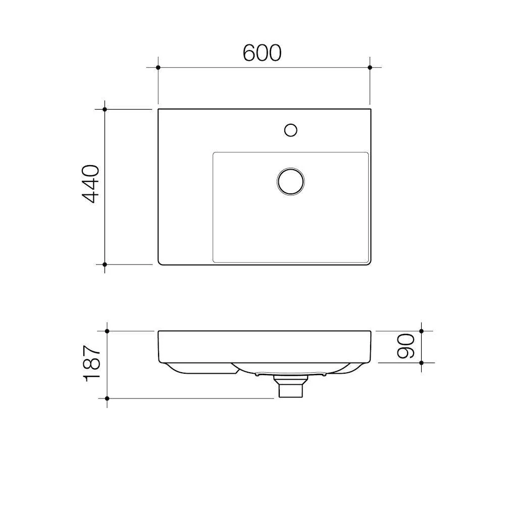 Caroma Urbane II Left Hand Shelf Wall Basin - Image 4