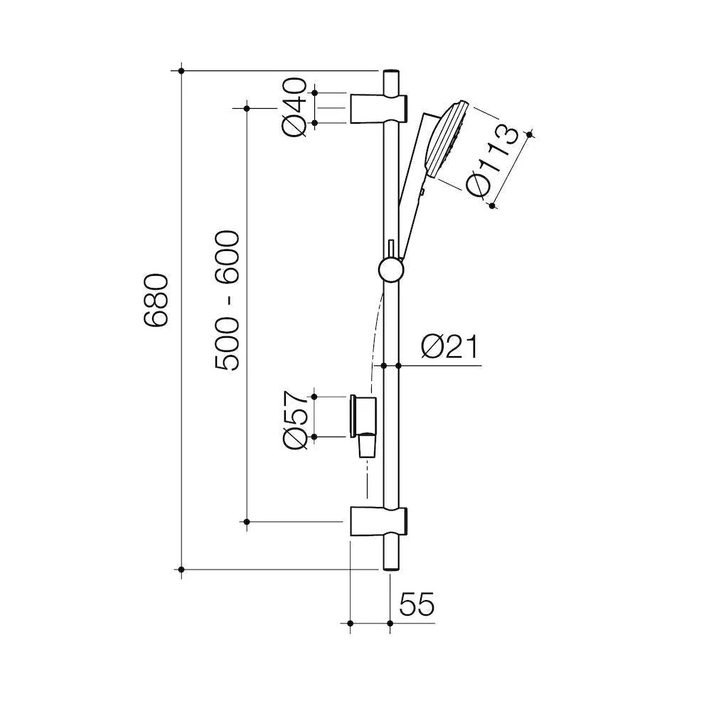 Caroma Urbane II Rail Shower - Brushed Nickel - Image 2