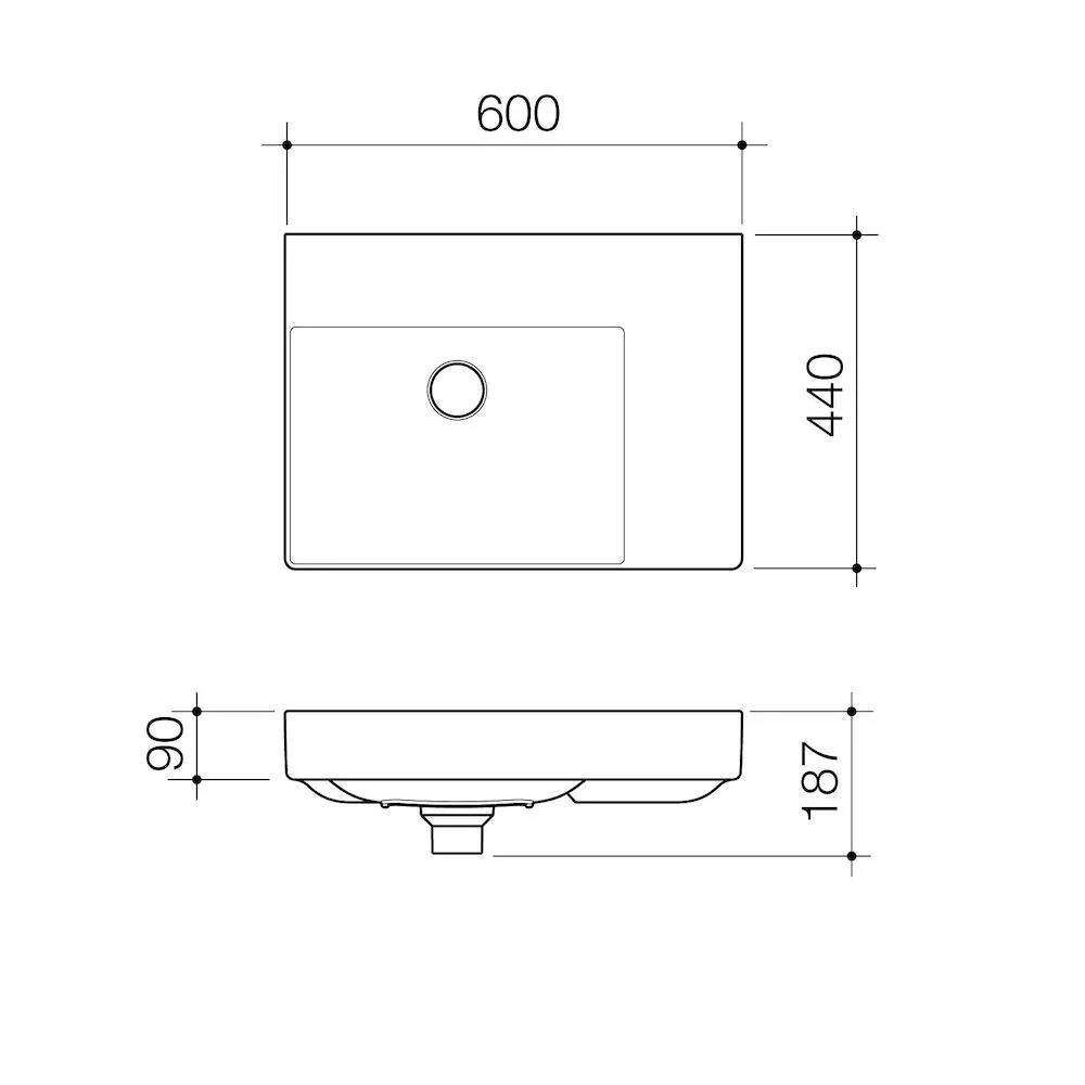 Caroma Urbane II Right Hand Shelf Wall Basin - Image 3