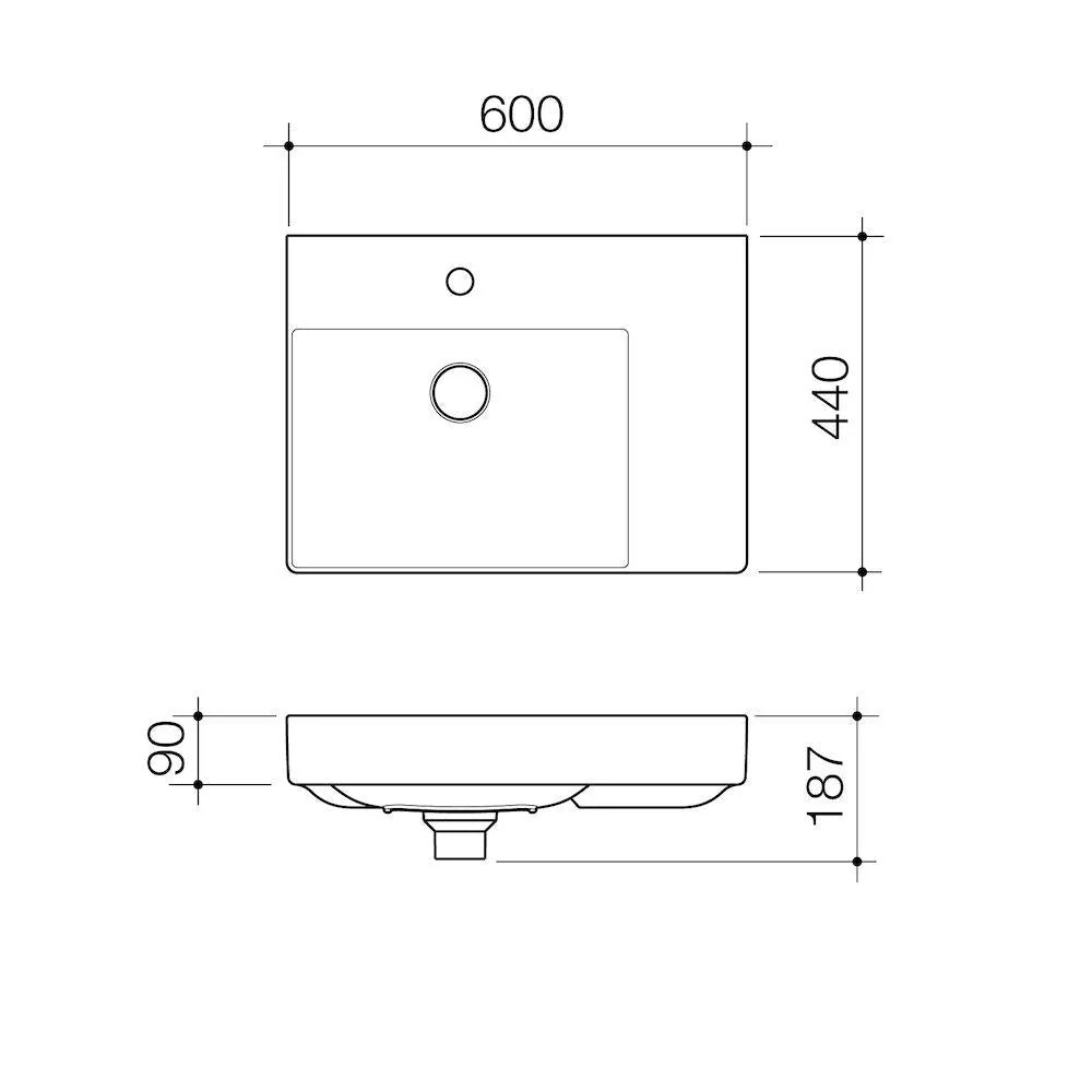Caroma Urbane II Right Hand Shelf Wall Basin - Image 4
