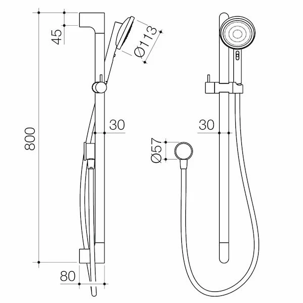 Caroma Urbane II Universal Rail Shower - Gun Metal - Image 2